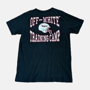 OFF-WHITE Virgil Abloh Football Eagle Cotton T-Shirt Embroidery Black sz XL